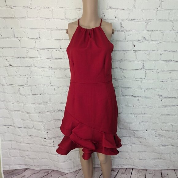 COOPER ST Red Lava Senorita High Neck Frill Mini Dress 6 US NEW - Picture 3 of 9